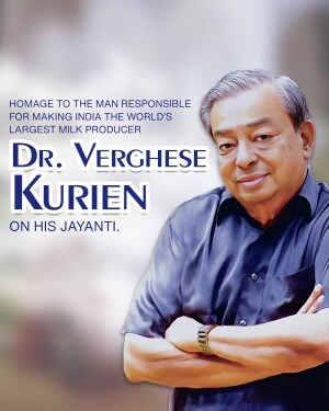 Portrait of Dr. Verghese Kurien, the architect of India's dairy industry.