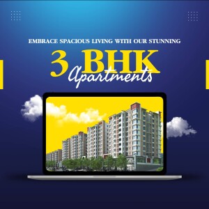 Image of 3 BHK apartments displayed on a laptop screen