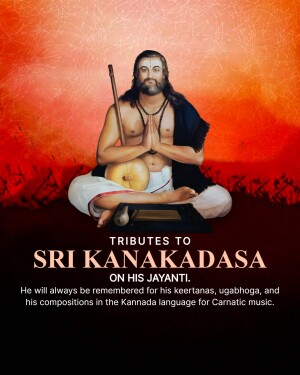 Portrait of Sri Kanakadasa with text commemorating his Jayanti