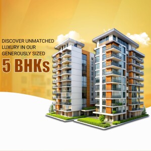 Modern apartment building with 5 BHK units