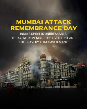 Image commemorating the Mumbai Attacks with the Taj Mahal Palace Hotel in the background.