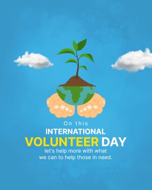 Illustration of hands holding the Earth with a small plant growing on top, celebrating International Volunteer Day.