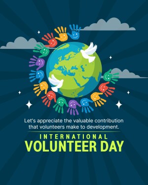 Illustration of diverse hands surrounding the Earth with doves, celebrating International Volunteer Day.