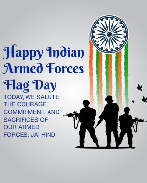 Indian Armed Forces Flag Day greeting with soldiers silhouette