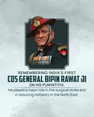 Portrait of General Bipin Rawat, India's first Chief of Defence Staff
