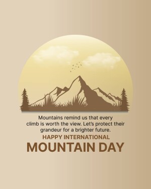 Mountains silhouette with text celebrating International Mountain Day