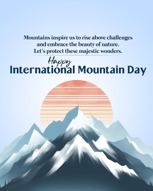 International Mountain Day greeting with mountains and sunset