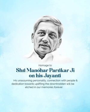 Portrait of Manohar Parrikar with tribute text