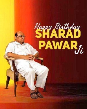 Portrait of Sharad Pawar with birthday greetings