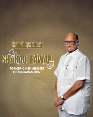 Portrait of Sharad Pawar with birthday wishes