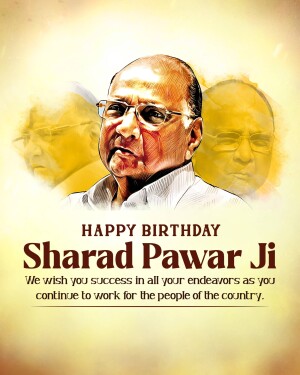 Portrait of Sharad Pawar with birthday greetings