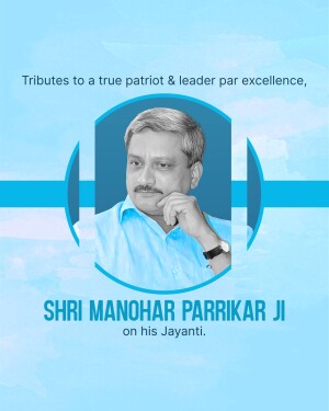 Portrait of Shri Manohar Parrikar with tribute text