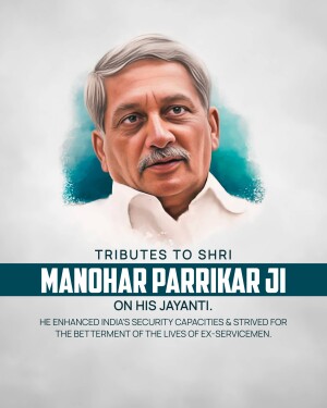 Portrait of Manohar Parrikar Ji with tribute text