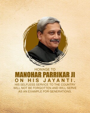 Portrait of Manohar Parrikar with tribute text