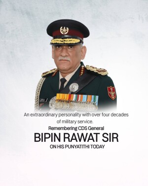 Portrait of General Bipin Rawat, former Chief of Defence Staff of India