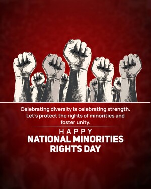 Raised fists symbolizing solidarity and a message celebrating diversity and minority rights.