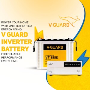 V-Guard Inverter Battery with lightning bolt design