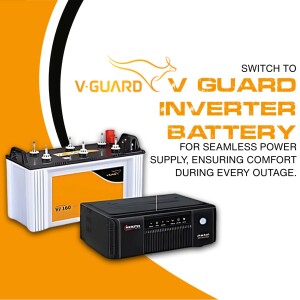 V-Guard Inverter Battery with Inverter and Power Supply