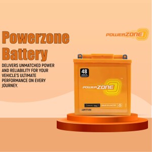 Powerzone 48 Ampere Battery on a pedestal