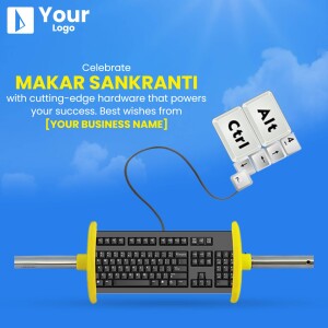 Makar Sankranti themed image with keyboard and kite