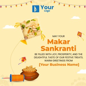 Makar Sankranti celebration with sweets and kites