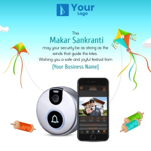 Makar Sankranti festival greeting with security camera promotion