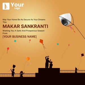 Makar Sankranti themed image with security camera and kite flying