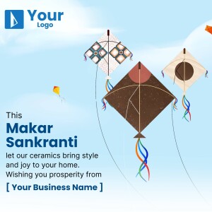 Colorful kites flying in a blue sky for Makar Sankranti celebration