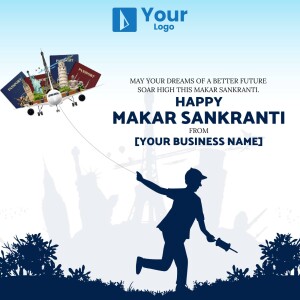 Makar Sankranti greeting with travel theme