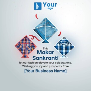 Makar Sankranti greeting with kites and denim fashion