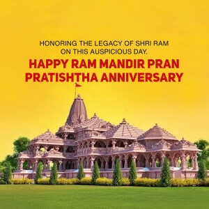 Ram Mandir image with text honoring the legacy of Shri Ram