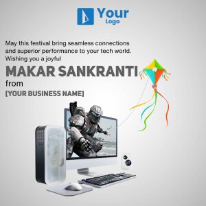 Makar Sankranti festival greeting with tech elements