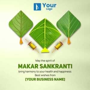 Makar Sankranti festival image with kite and betel leaves