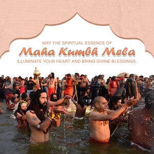 Devotees bathing in the Ganges River during Maha Kumbh Mela