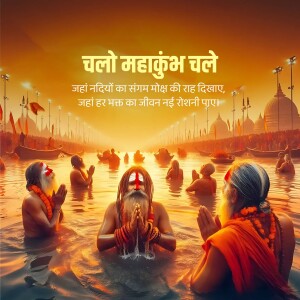 Devotees bathing in the Ganges River during Kumbh Mela