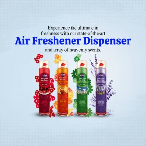 A promotional image showcasing a range of Air Freshener Dispensers with different scents.
