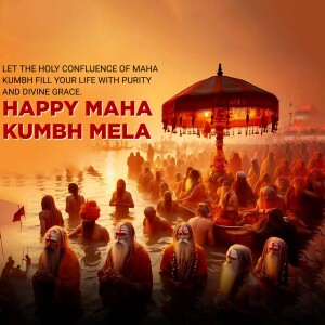 Devotees bathing in the Ganges River during Maha Kumbh Mela