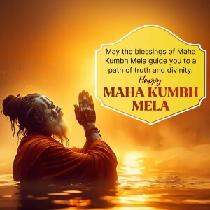 Image of a sadhu with folded hands during Maha Kumbh Mela