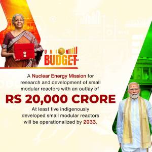 India Union Budget 2025 - Nuclear Energy Mission Banner For X