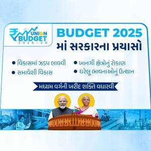 Image depicting the Union Budget 2025-26 with Prime Minister Narendra Modi and Finance Minister Nirmala Sitharaman.