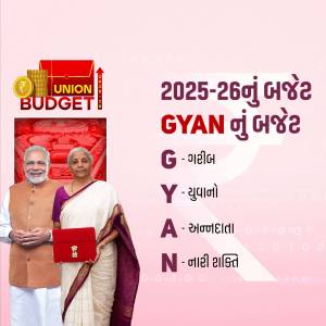 Image depicting the Union Budget 2025-26 with Prime Minister Narendra Modi and Finance Minister Nirmala Sitharaman.