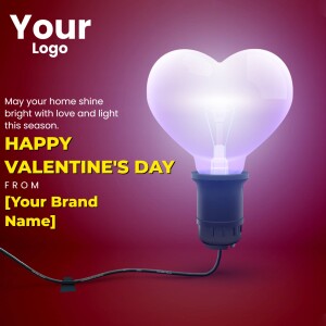 Valentine's Day Lightbulb Greeting Promotional Banner For LinkedIn
