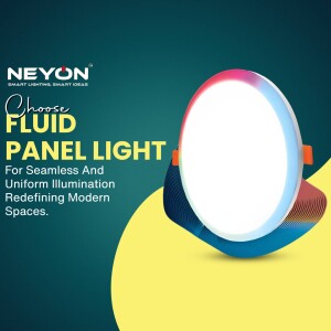 Neyon Fluid Panel Light advertisement with colorful design
