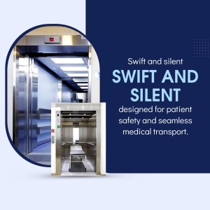 Interior view of a modern medical elevator designed for patient safety and seamless transport.