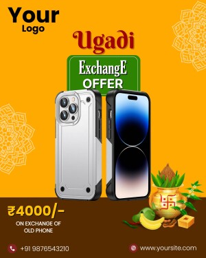 Ugadi Exchange Offer on iPhone 14 Pro with traditional decorations