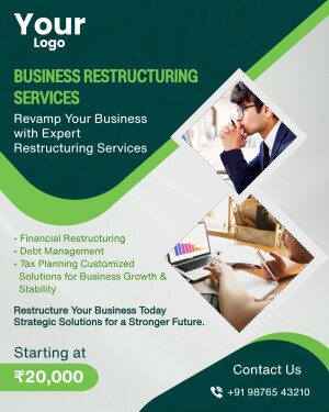 Flyer advertising business restructuring services with a professional image.