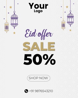 Eid Offer Sale advertisement with lanterns and discount