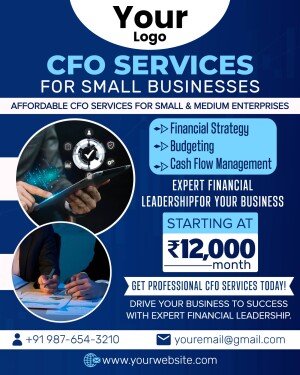 Advertisement for CFO services targeted at small and medium enterprises.