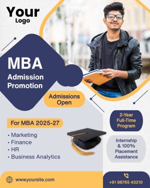 MBA Admission Promotion Poster with Student and Program Details
