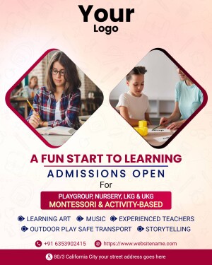 Poster advertising admissions for preschool and kindergarten programs.